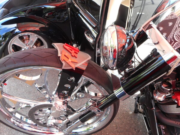 A close up of the handle bars on a motorcycle.